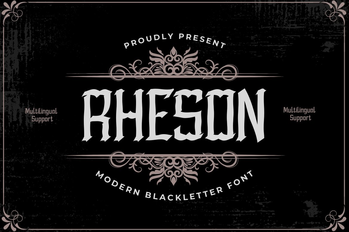 RHESON Blackletter font cover image.