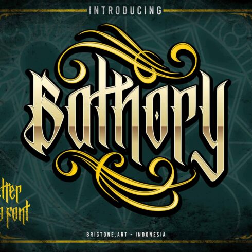 Bathory - Blackletter font cover image.
