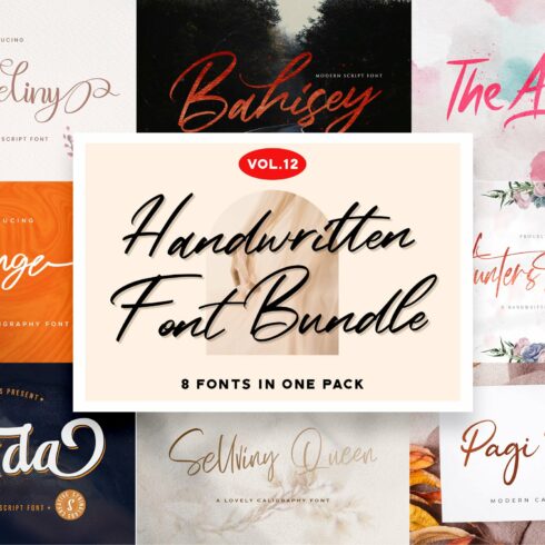 Handwritten Font Bundle Vol 12 cover image.