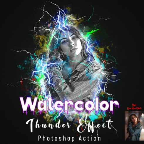 Watercolor Thunder Effect PS Actioncover image.