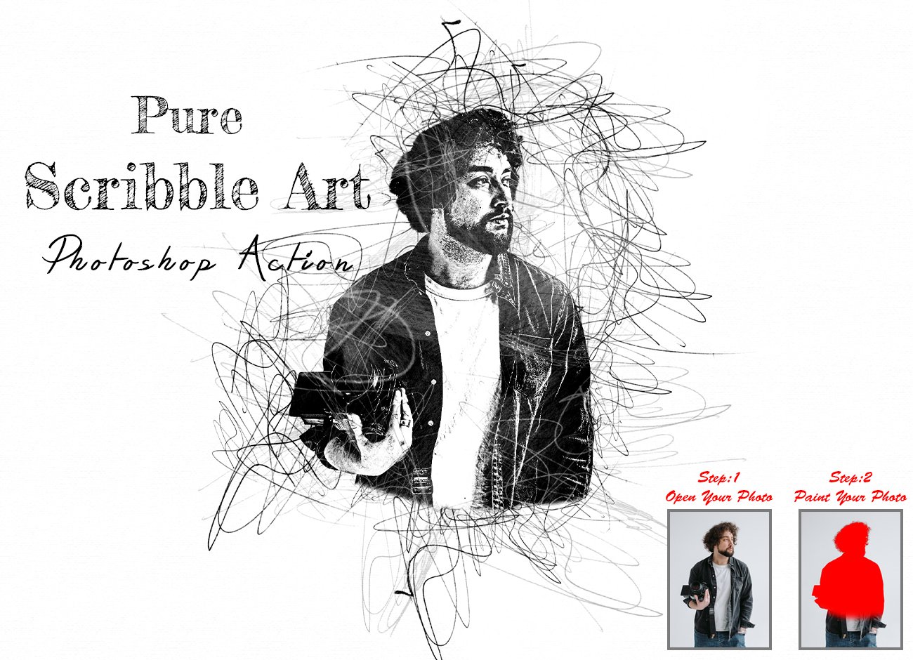 Pure Scribble Art Photoshop Actioncover image.