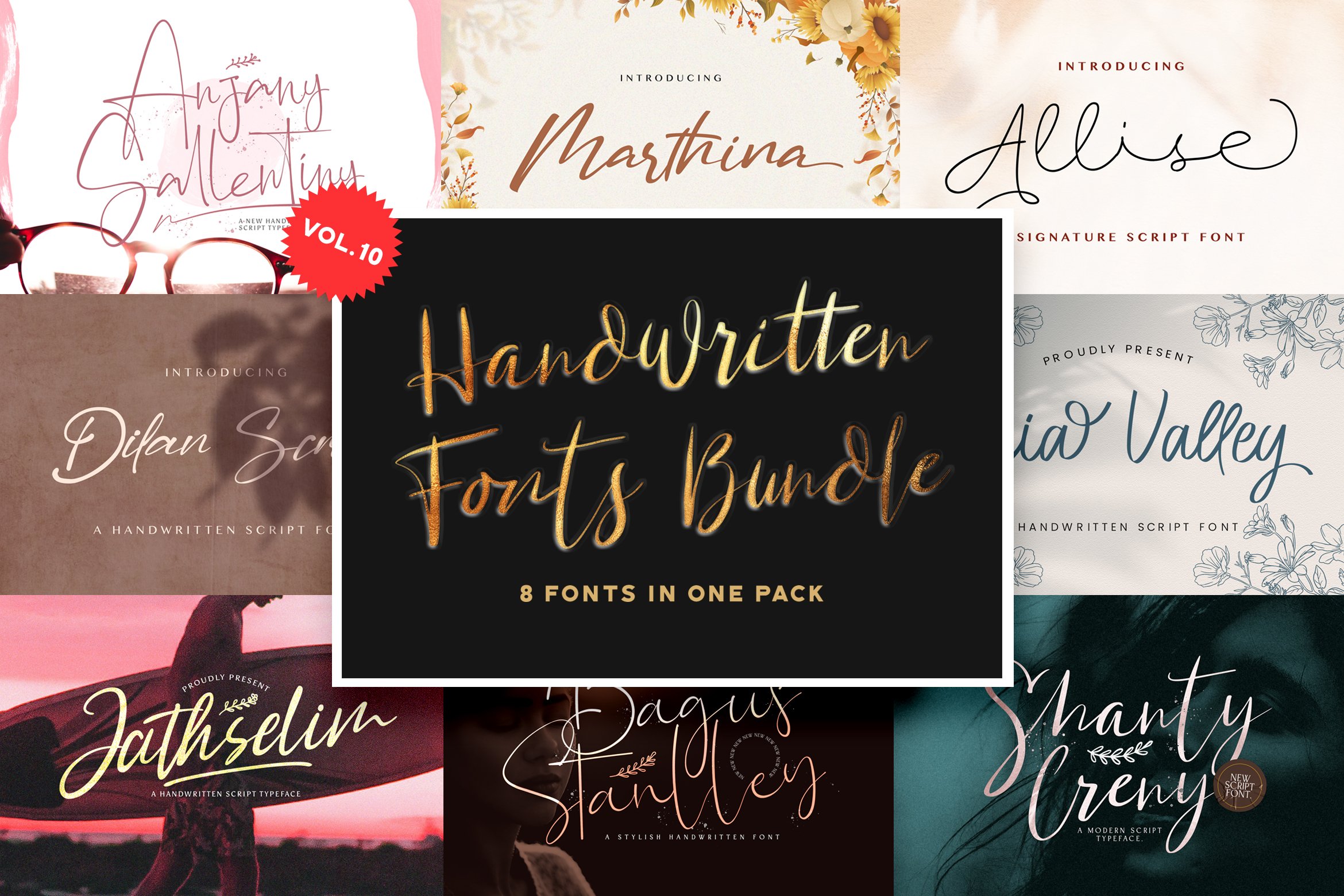 Handwritten Font Bundle Vol 10 cover image.