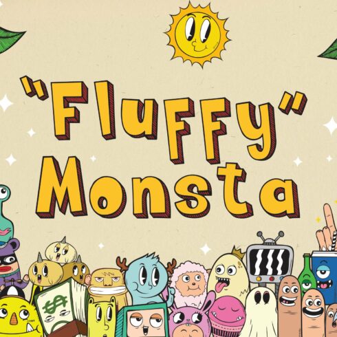 Fluffy Monsta - Cute Doodle Font cover image.