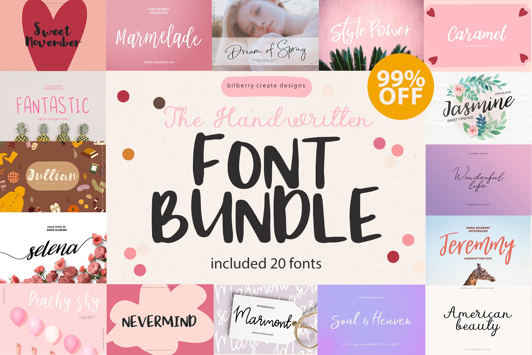 Handwritten Font Bundle super sale! cover image.