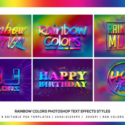 Rainbow Colors Photoshop Text Effectcover image.