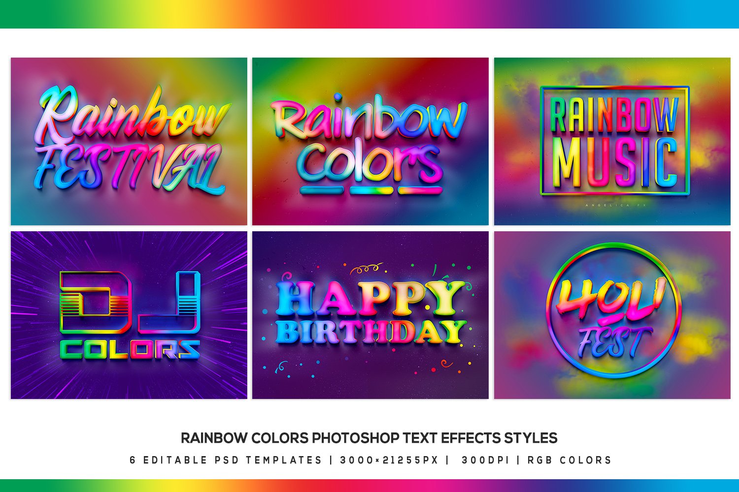 Rainbow Colors Photoshop Text Effectcover image.