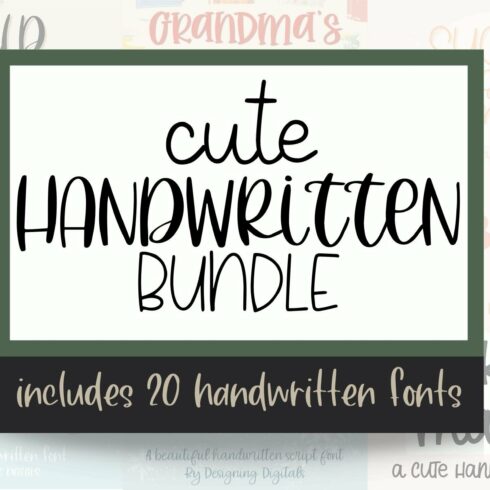 Cute Handwritten Font Bundle cover image.