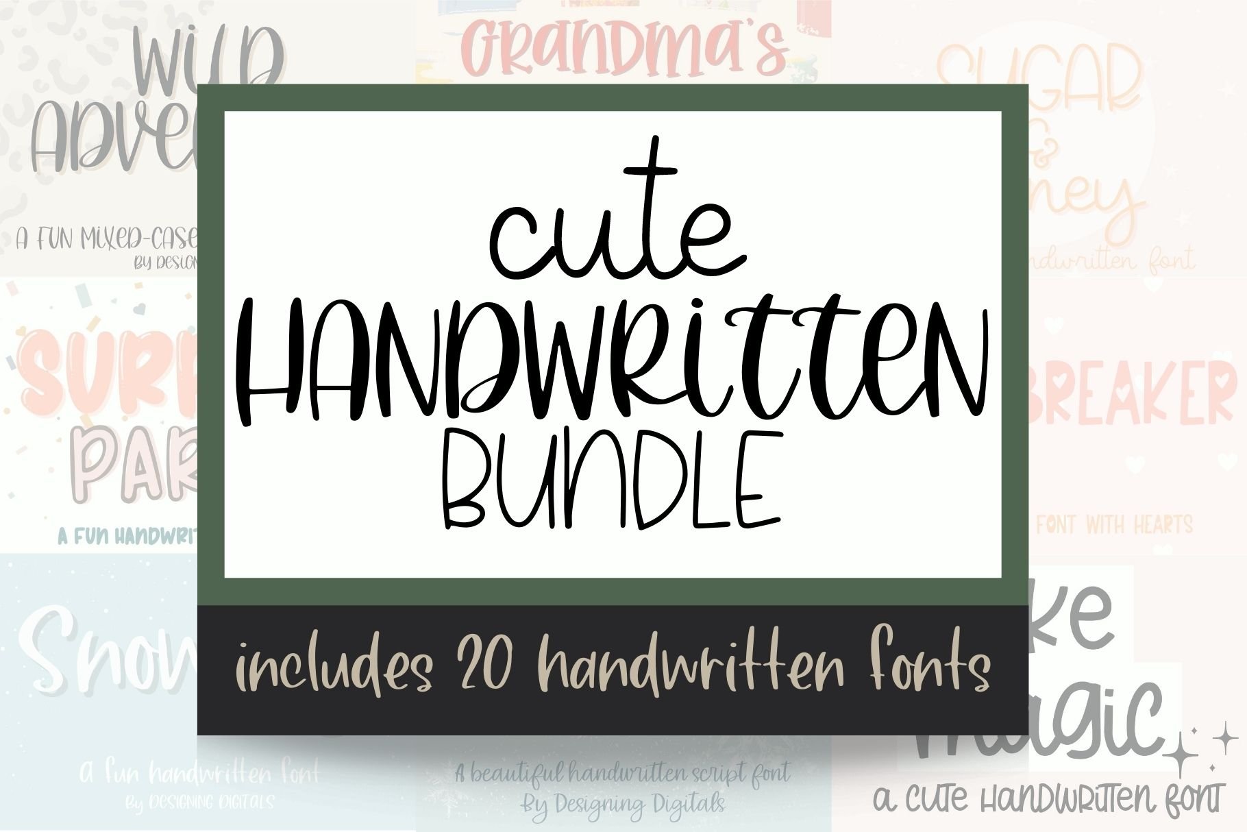 Cute Handwritten Font Bundle cover image.