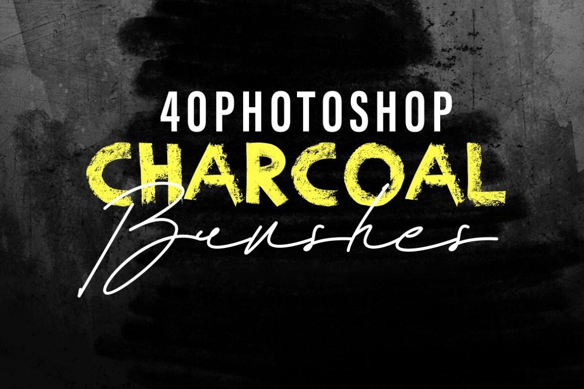 40 Charcoal Photoshop Brushescover image.