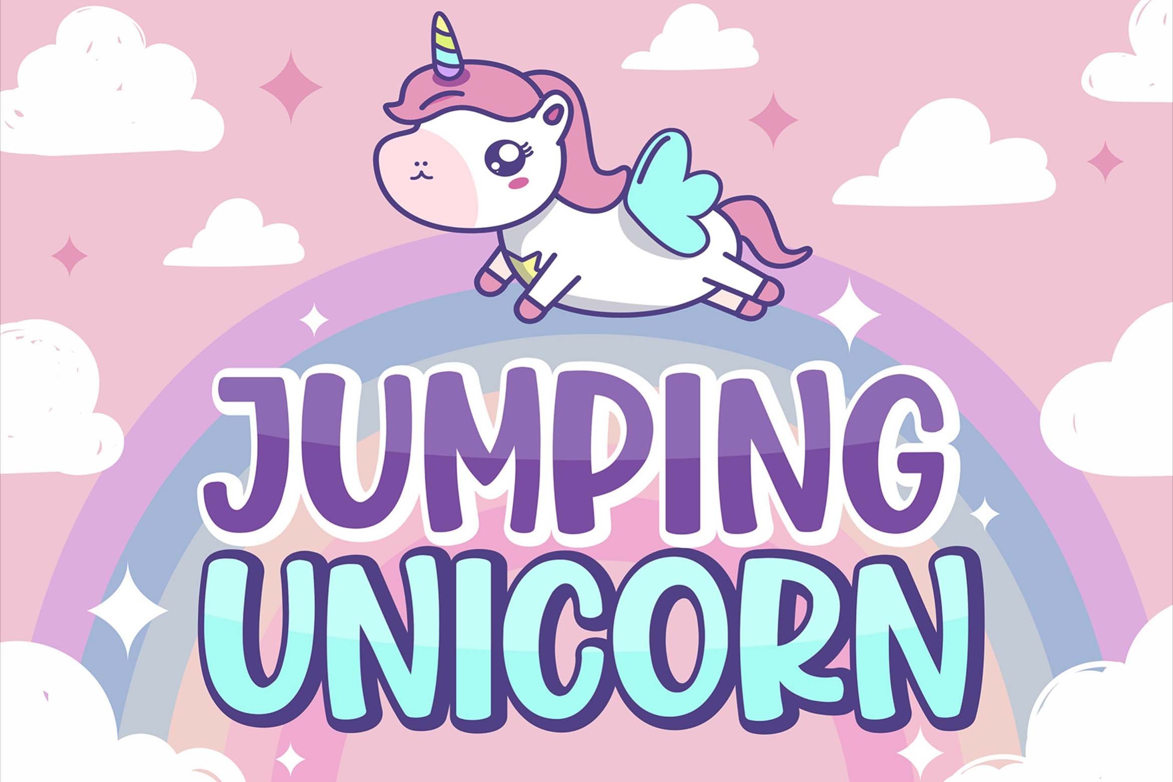 Jumping Unicorn - Cute Display Font cover image.