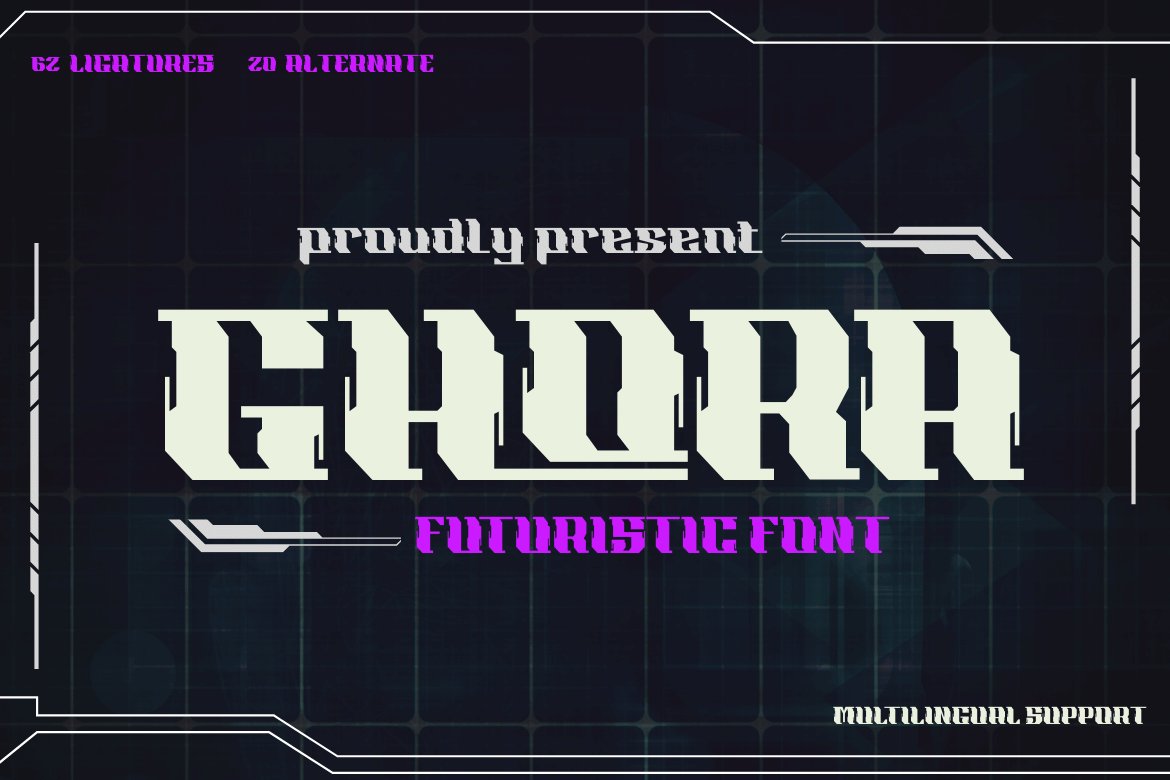 Ghora | Futuristic Font cover image.