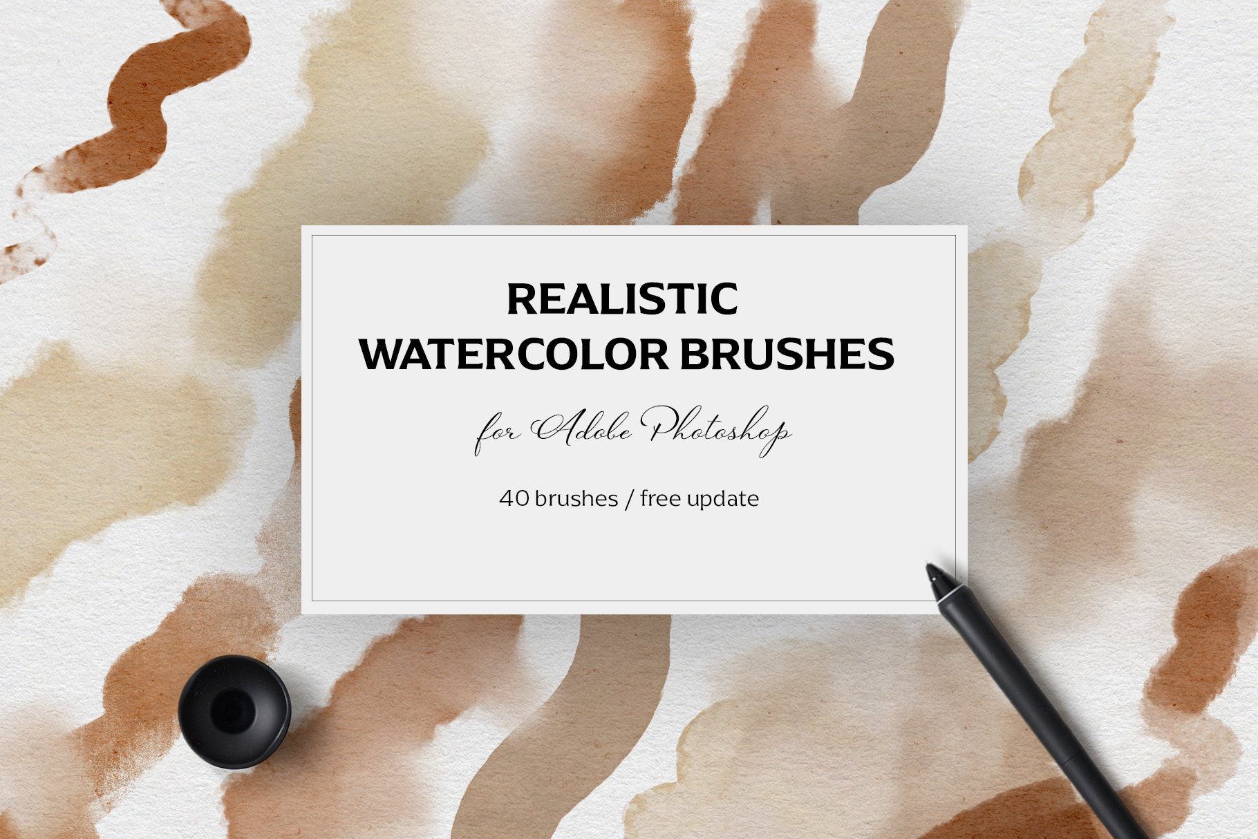 Realistic watercolor brushes - PScover image.