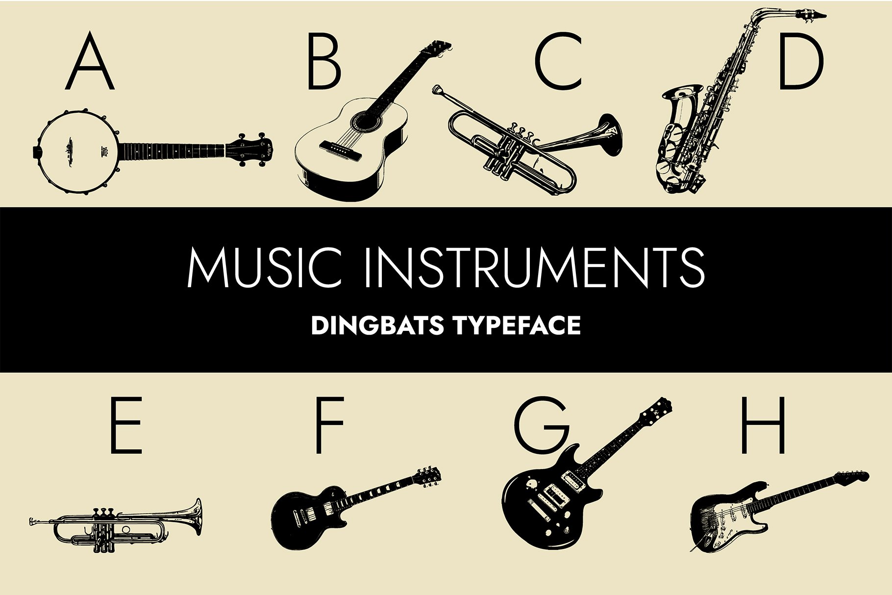 Music Instruments Dingbats Font cover image.