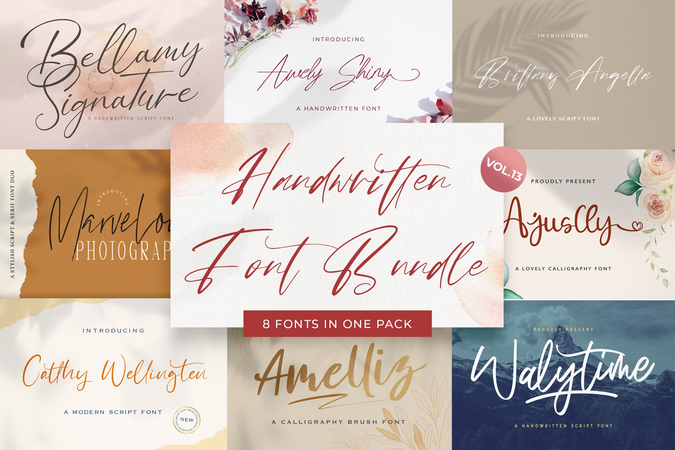 Handwritten Font Bundle Vol 13 cover image.