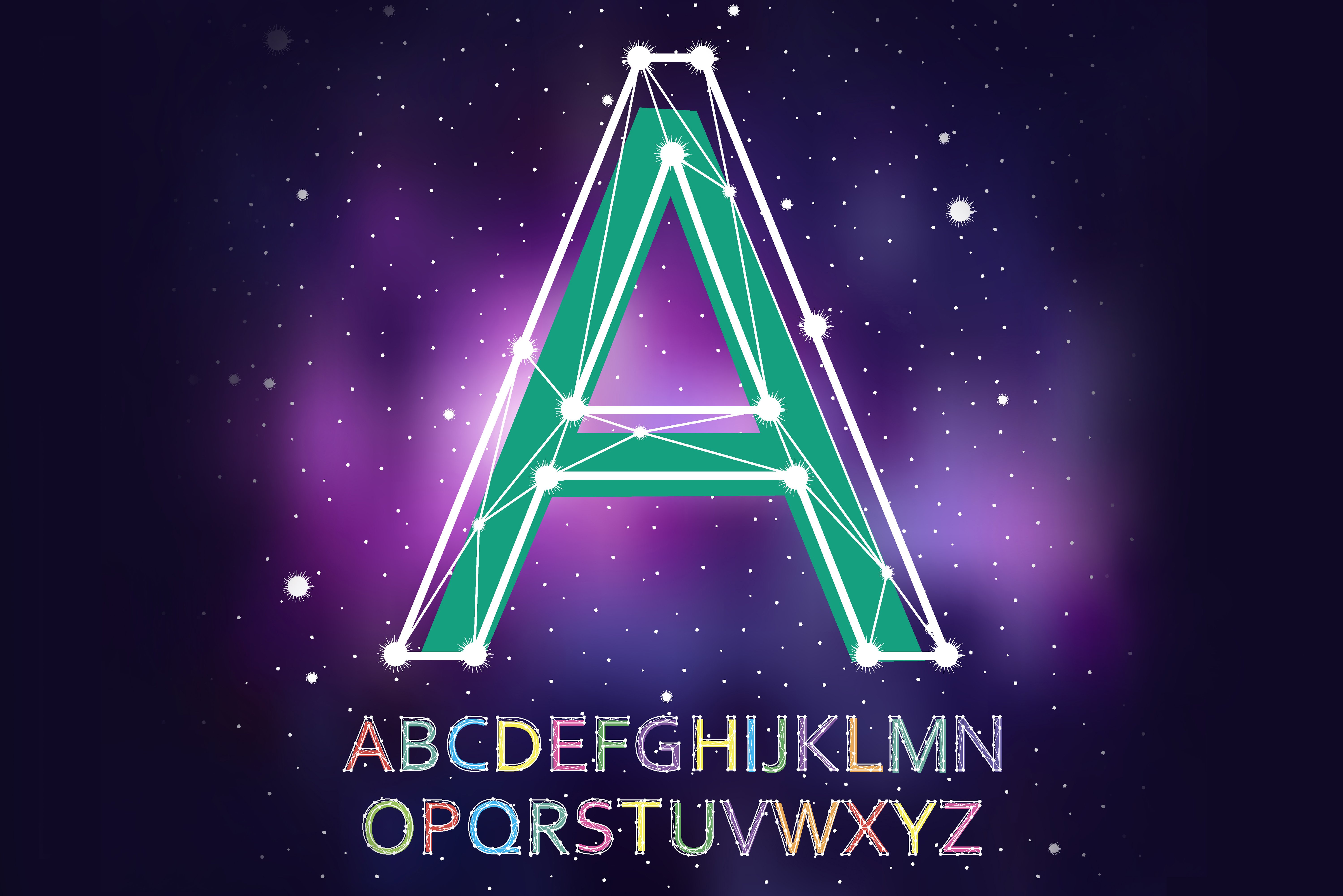 Font constellation vector preview image.