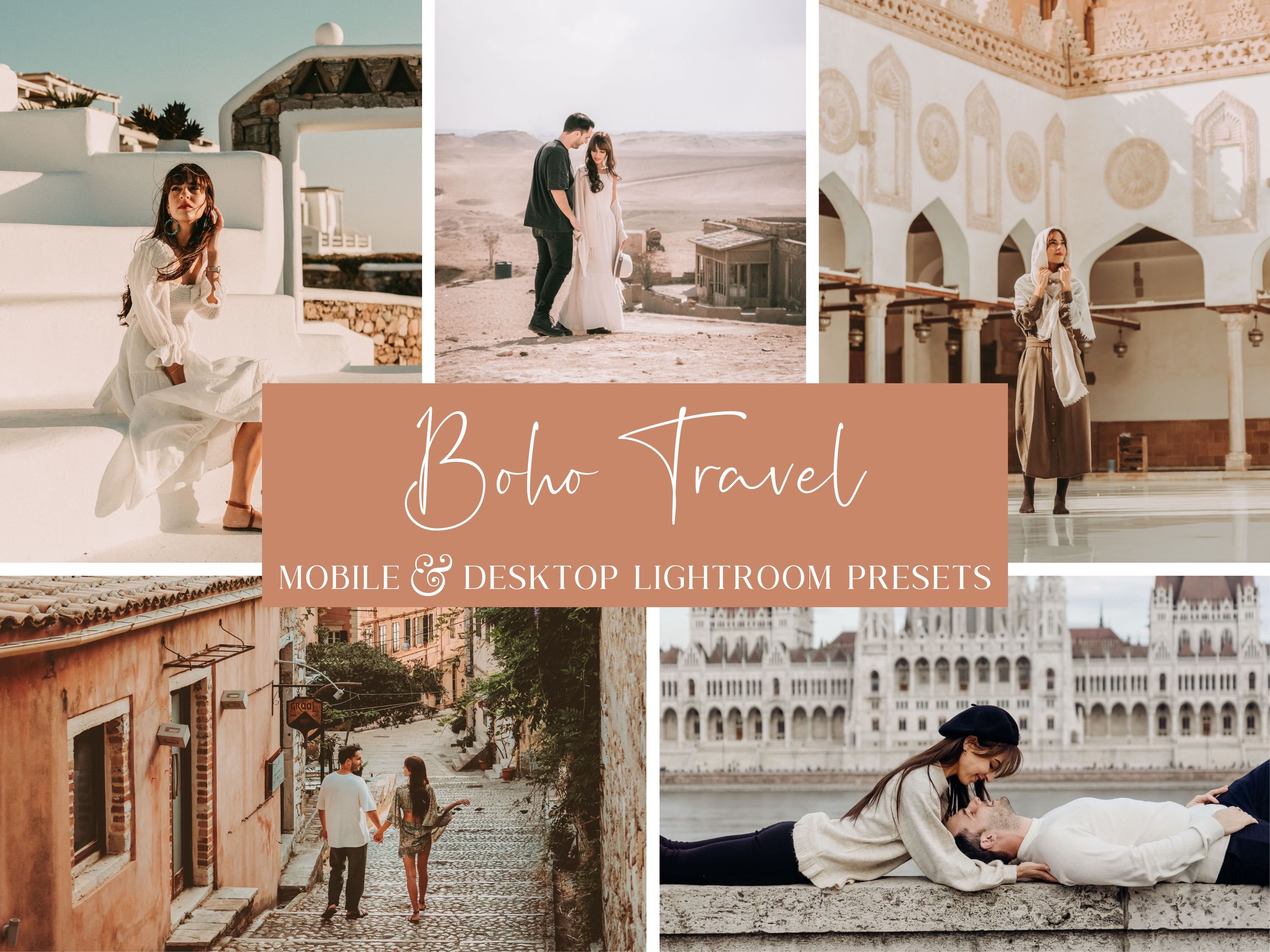 5 BOHO TRAVEL LIGHTROOM PRESETScover image.