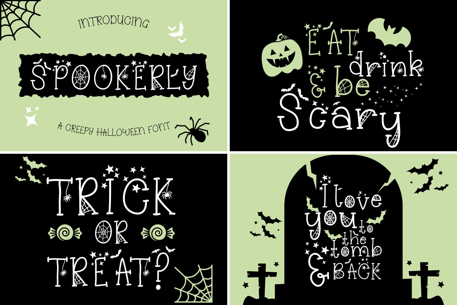 6 Spooky Halloween Fonts Bundle Set preview image.