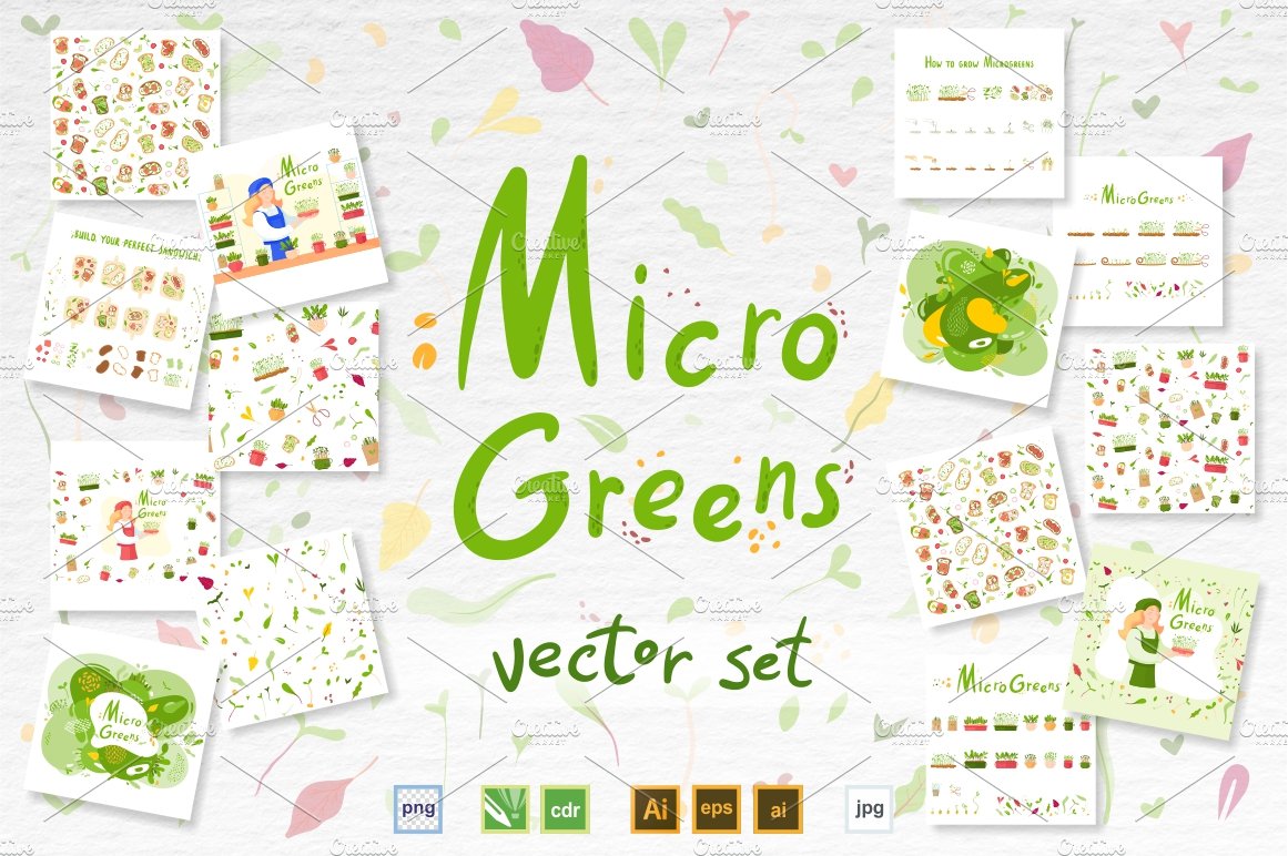 Microgreen illustration set 1 cover image.