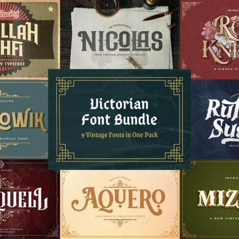 Victorian Font Bundle cover image.