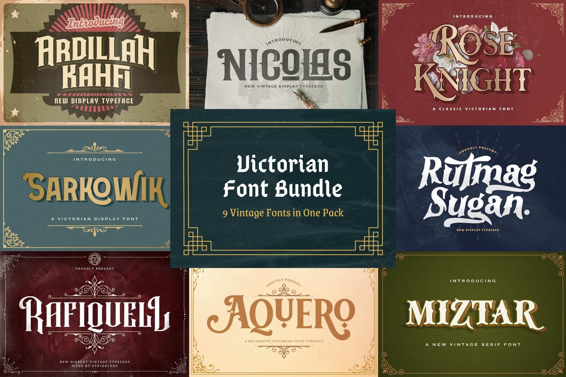 Victorian Font Bundle cover image.