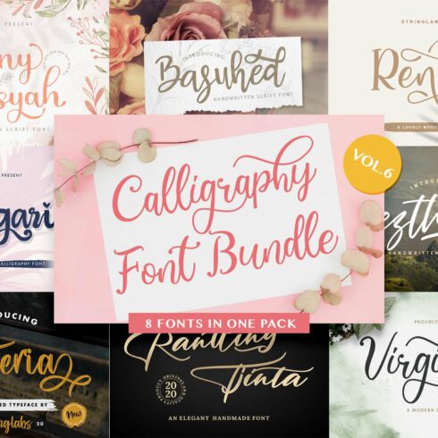 Calligraphy Font Bundle Vol 6 cover image.