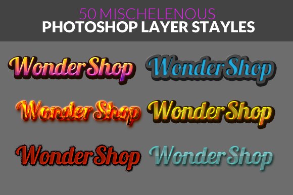 50 Misc. Photoshop Layer Stylecover image.