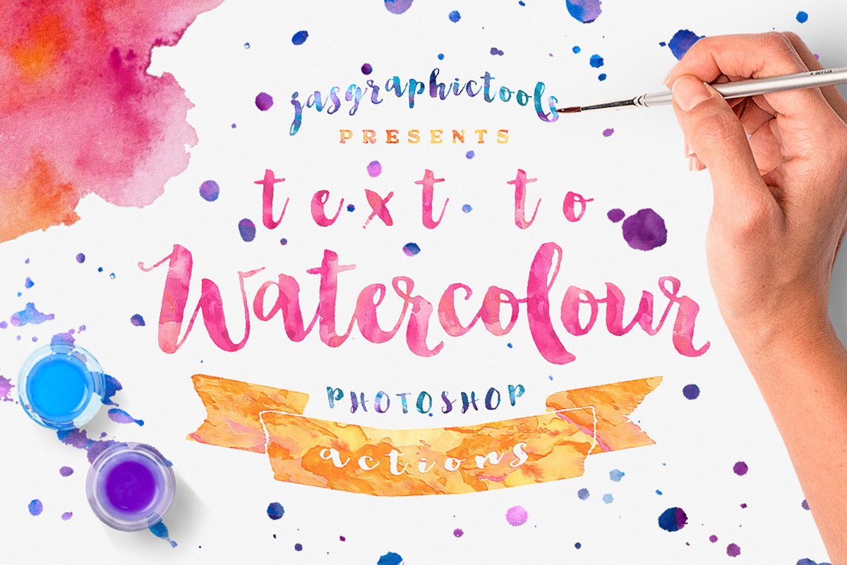 Text To Watercolour Actions PScover image.