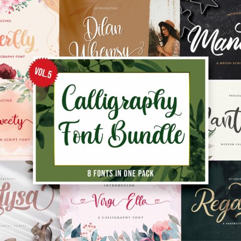 Calligraphy Font Bundle Vol 5 cover image.