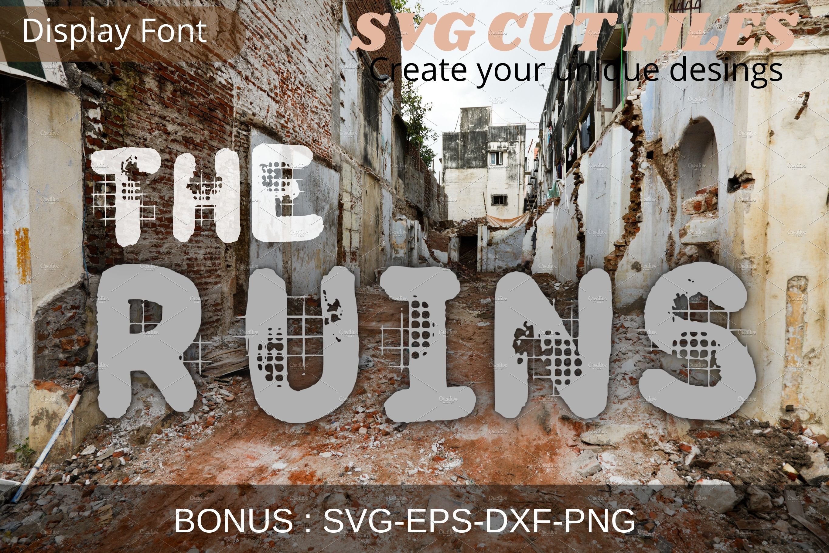 The Ruins Font, SVG Font cover image.