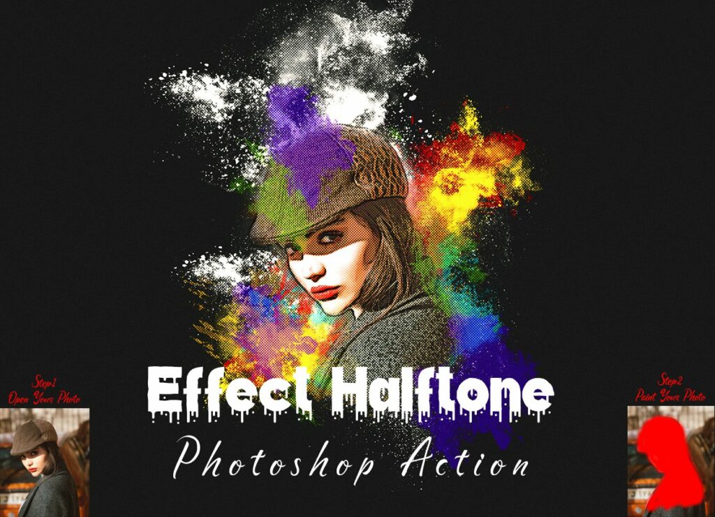 Effect Halftone Photoshop Action – MasterBundles