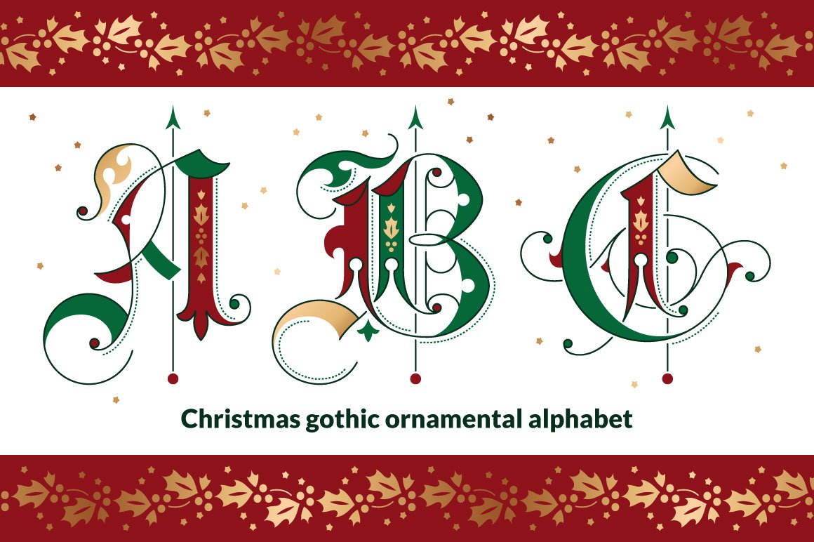 Christmas gothic ornamental alphabet cover image.