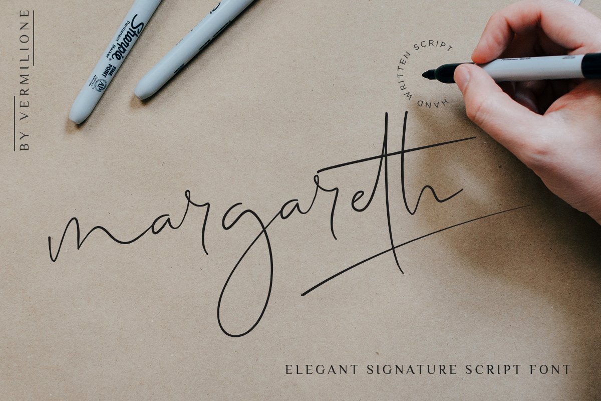 margareth elegant signature script cover image.