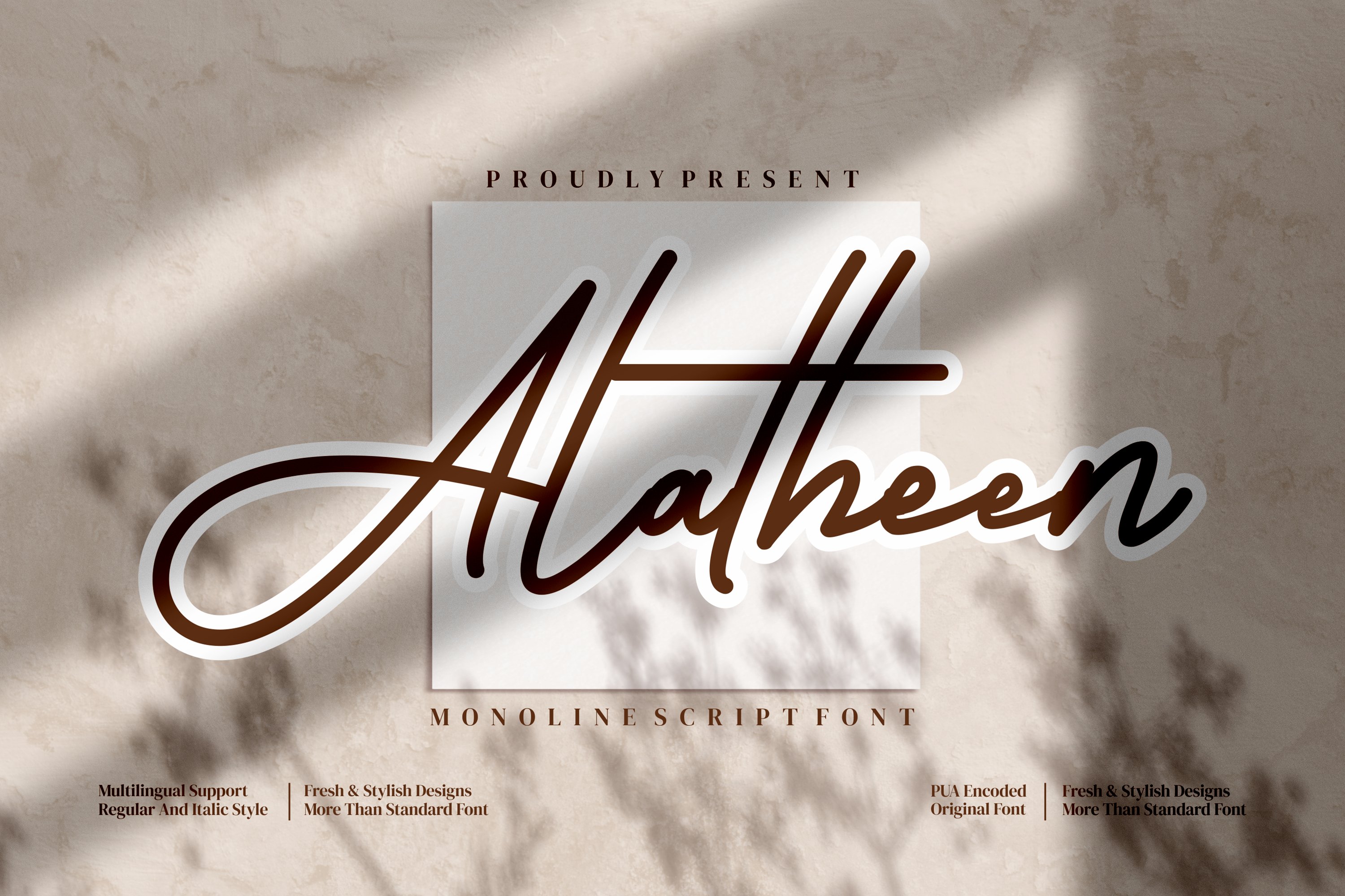 Alatheen Monoline Script style font cover image.