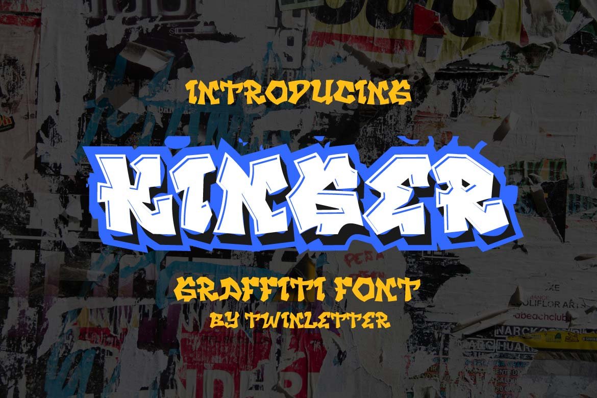 KINGER - Display Graffiti Style Font cover image.