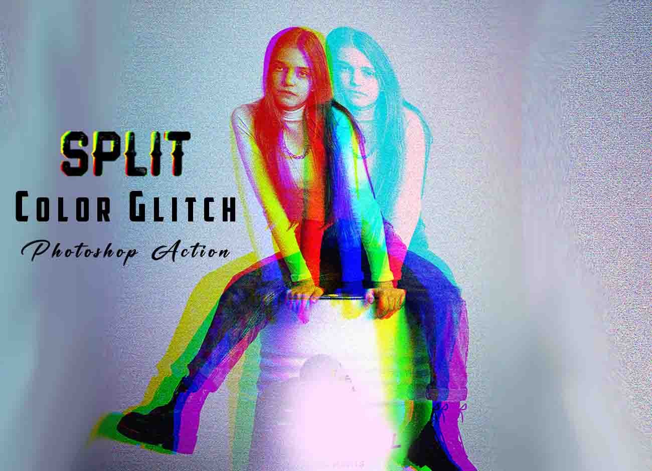 Split Color Glitch Photoshop Actioncover image.