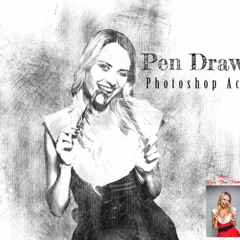 Pen Drawing Photoshop Actioncover image.