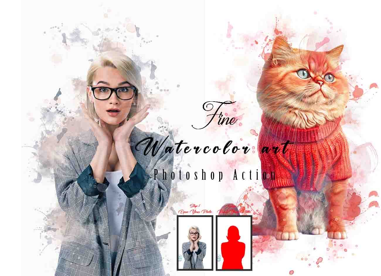 Fine Watercolor Art Photoshop Actioncover image.