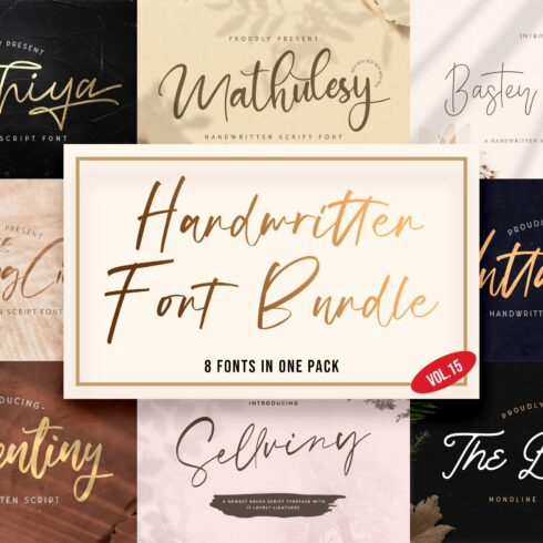 Handwritten Font Bundle Vol 15 cover image.