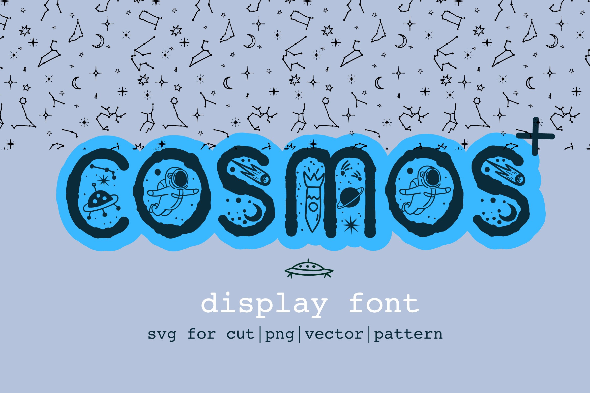 Cosmos font and seamless pattern cover image.