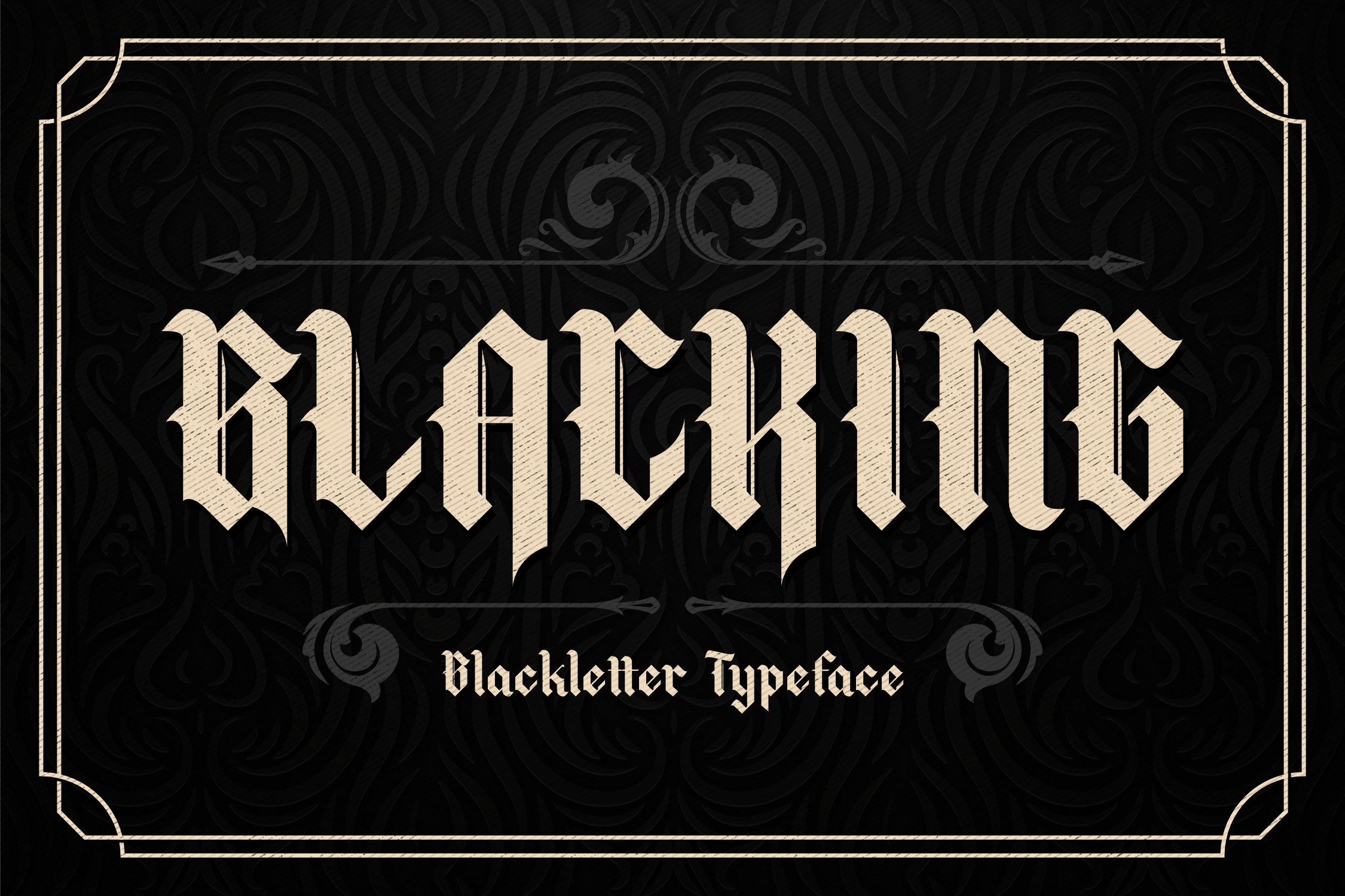 Blacking Blackletter Typeface Font cover image.