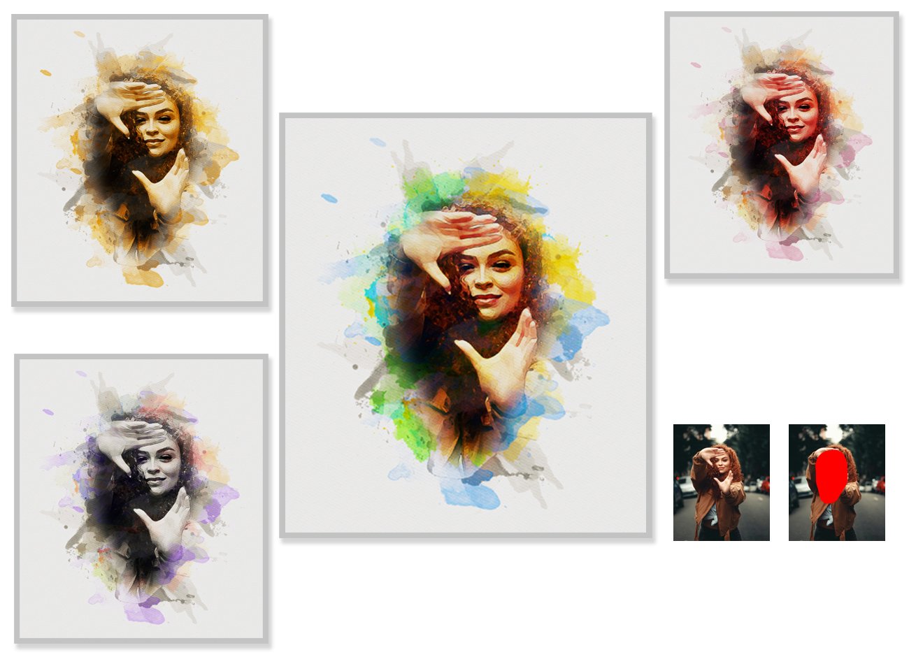 Watercolor Portrait Photoshop Actionpreview image.