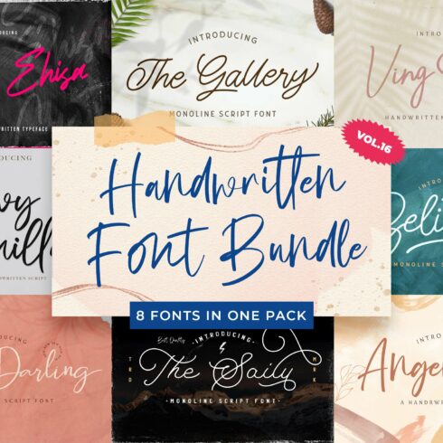 Handwritten Font Bundle Vol 16 cover image.