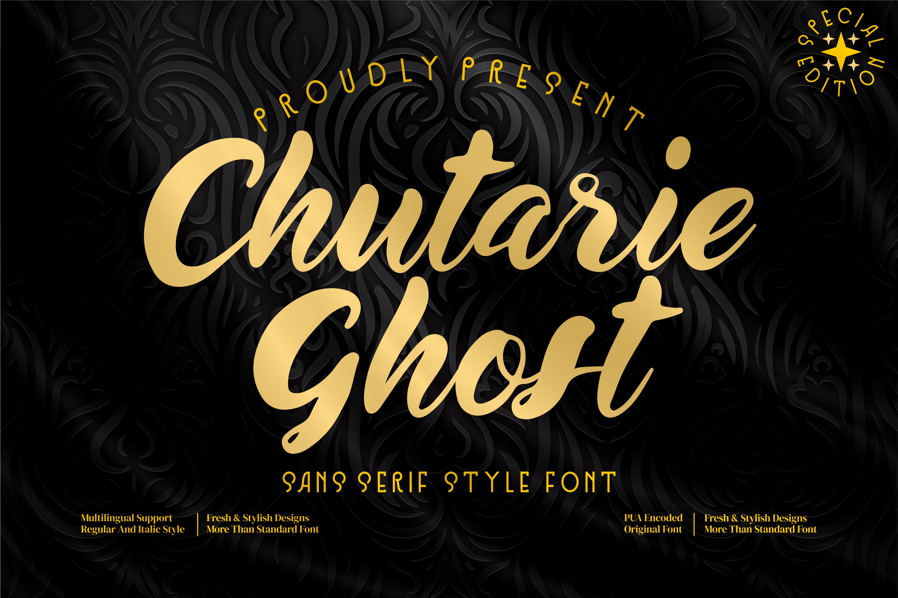 Chutarie Ghost Script style font cover image.