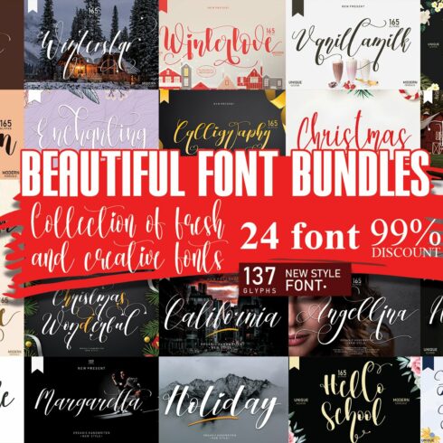 Beautiful Font Bundles Collections cover image.