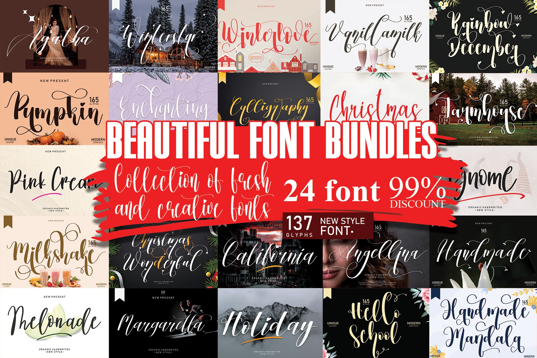 Beautiful Font Bundles Collections cover image.