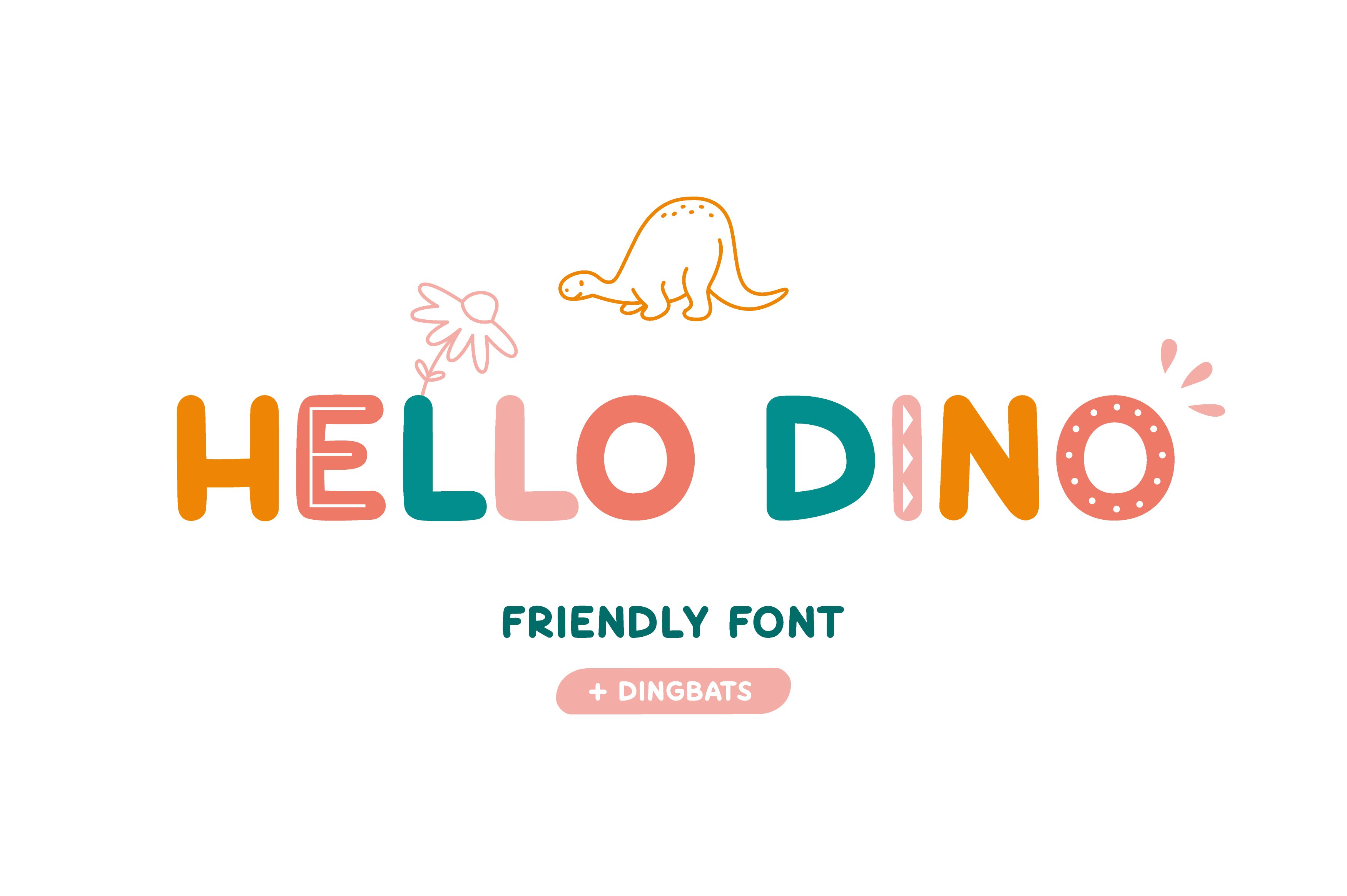 Hello Dino | Friendly font cover image.