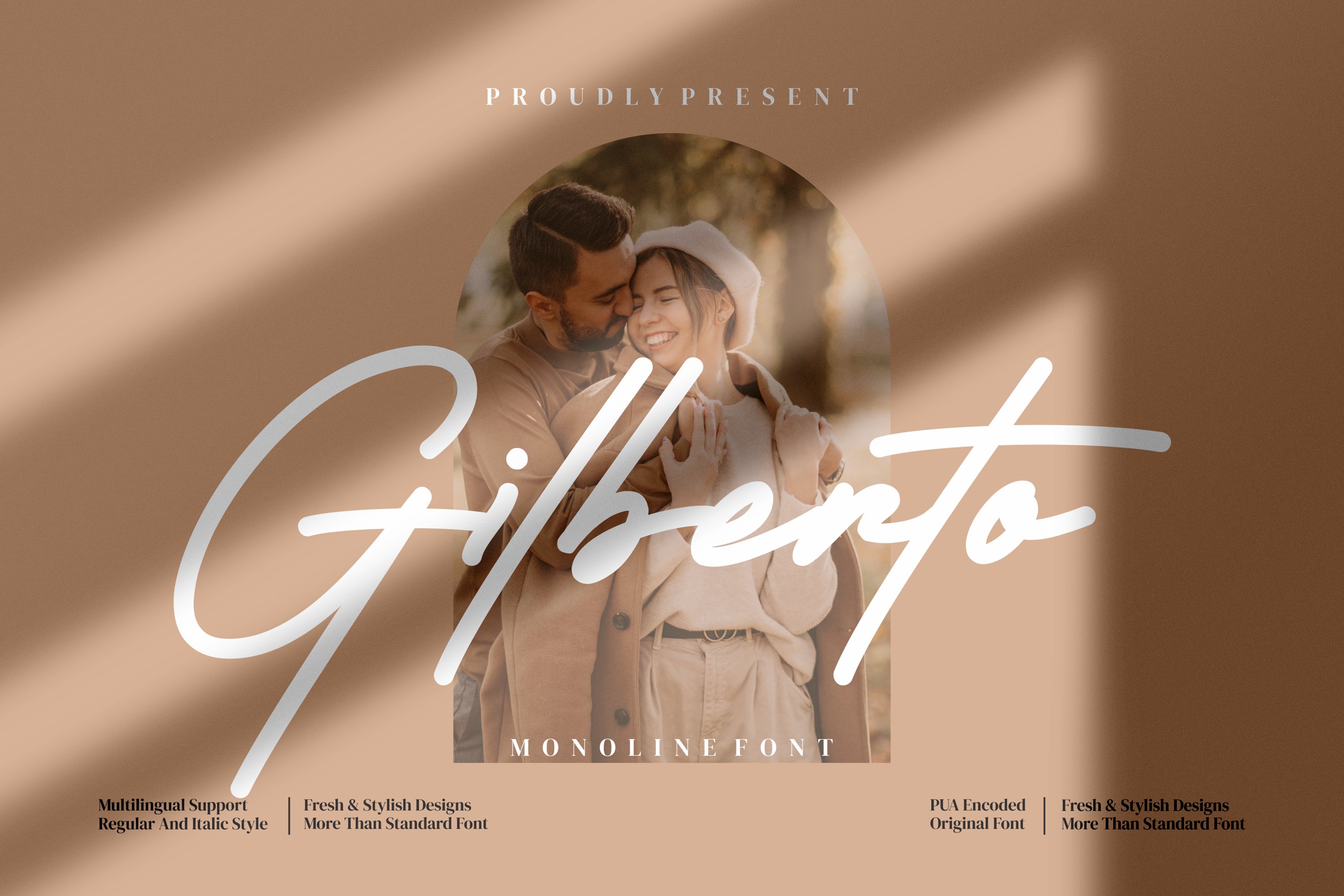 Gilberto - Monoline style font cover image.