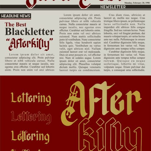 Afterkilly - Blackletter Typeface cover image.