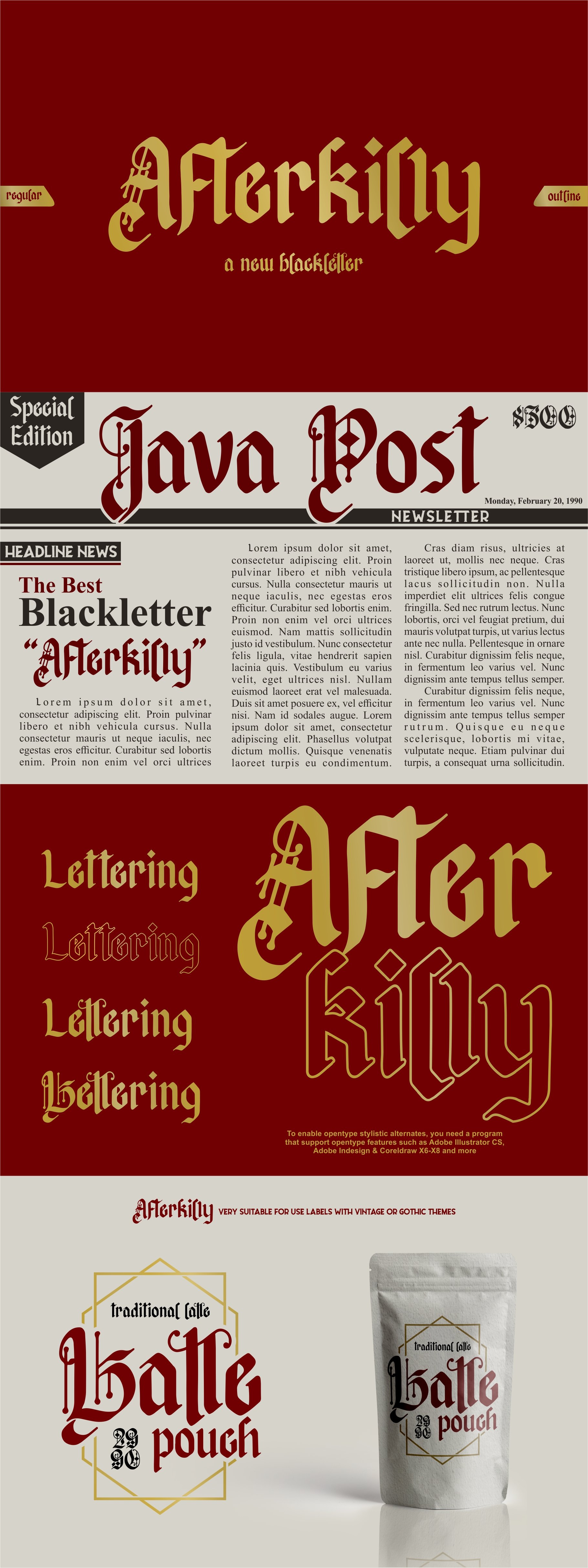 Afterkilly - Blackletter Typeface cover image.