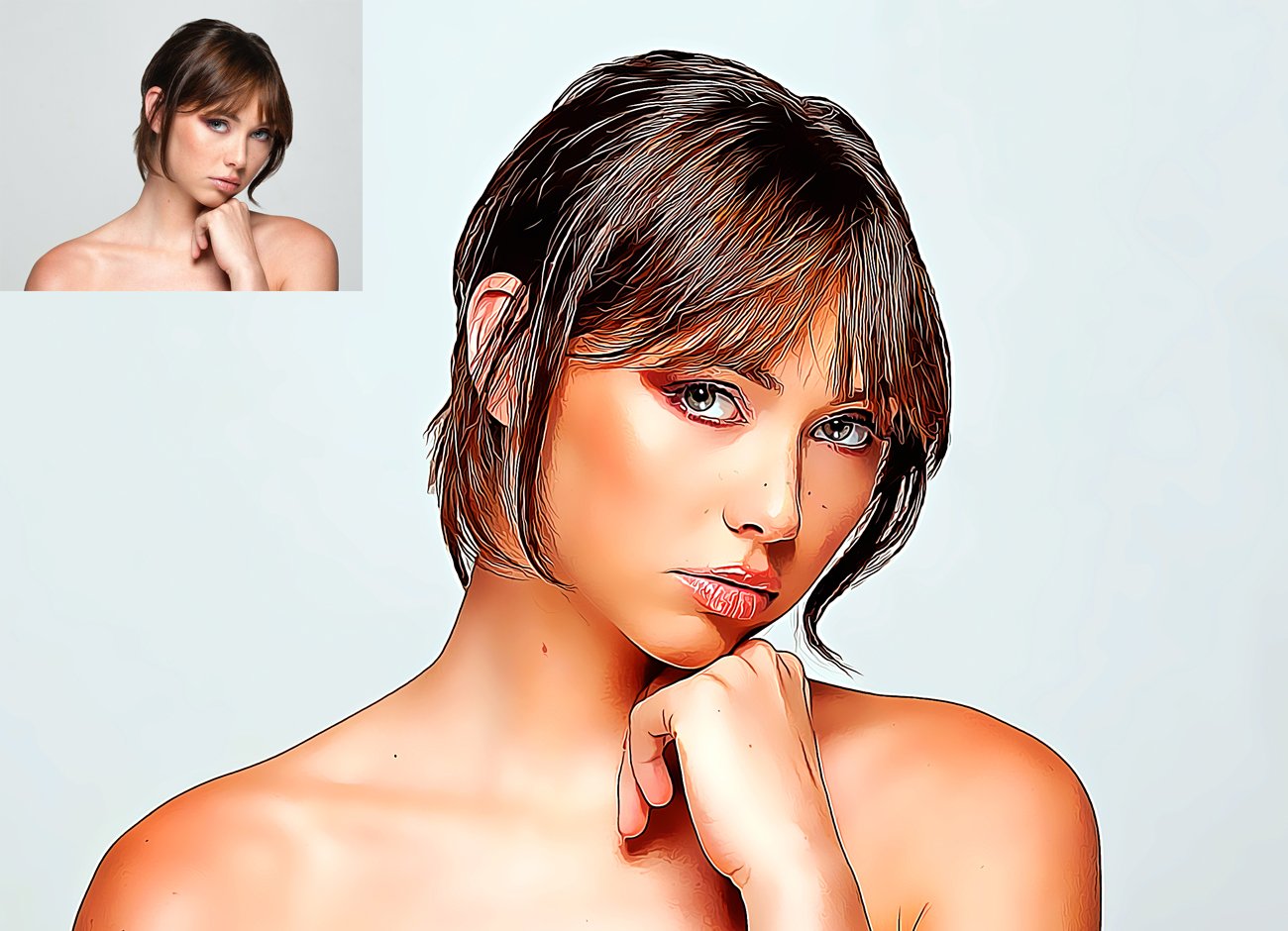 Cartoon Portrait Photoshop Actionpreview image.